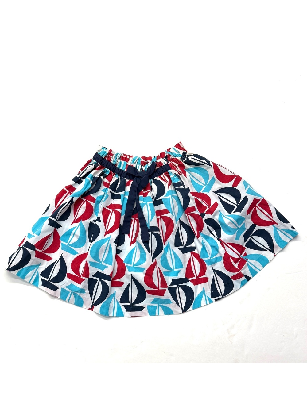 Kelly's Kids Girls Sailboat Pleated Nautical Print Skirt Size 7-8 years